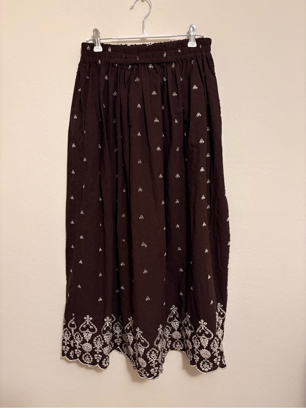 Cotton eyelet maxi skirt